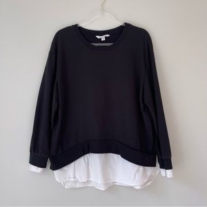 Popsugar Crew Sweatshirt with Dress Shirt‎ Bottom Sz L